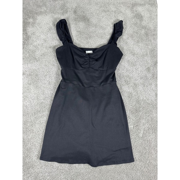 Hollister Dresses & Skirts - Hollister Black Active Dress Ruffle Strap Cinched Sweetheart with Shorts Medium